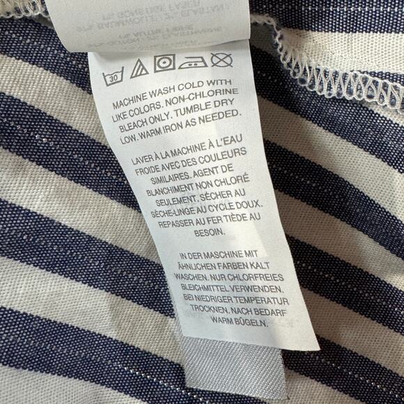 Madewell SZ 2 Midi Dress Striped 3/4 Sleeve Pockets Cutout Tie Button Front New - Picture 13 of 13